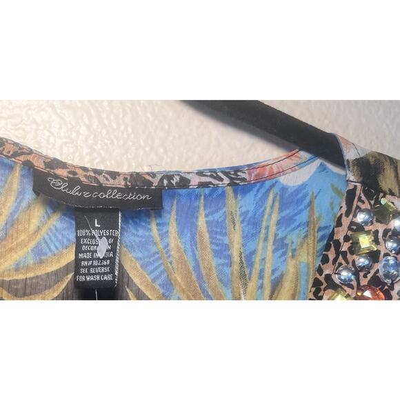 NWT Club Z Collection Large Swim Cover Up Kaftan Dress Floral Animal Beaded - Picture 8 of 10